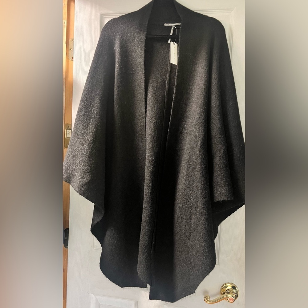 Anthropologie soft Black Cape Cardigan one size nwt chic boho relaxed oversized - Picture 6 of 13